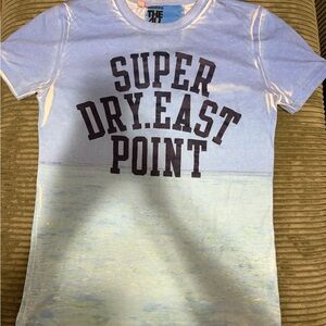 Superdry Short Sleeve Tee - Light Blue with Black Text